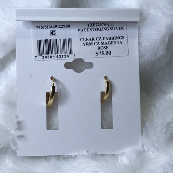 NWT Giani Bernini 18k Gold Over Sterling Silver Magenta Rose CZ Earrings - Picture 4 of 4